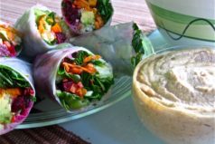 Veggie Rice Wraps with Almond Dipping Sauce