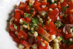 Corn, red pepper, parsley salsa