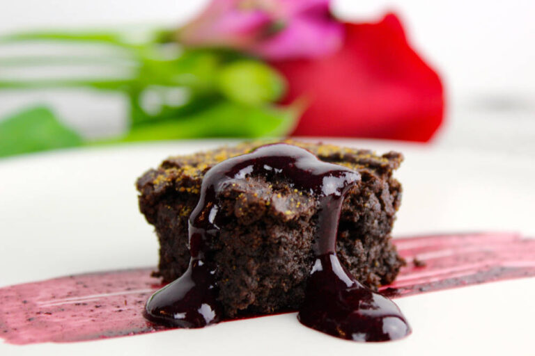 Aphrodisiac Chocolate Gluten-Free Brownies with Cherry Topping
