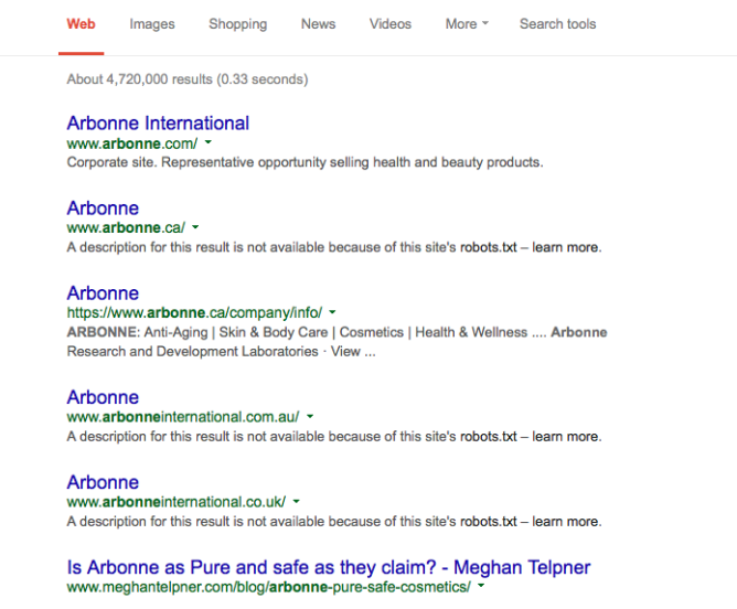 Arbonne.com fake website