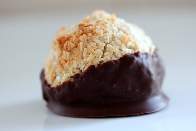 Chocolate Dipped Vanilla Macaroons