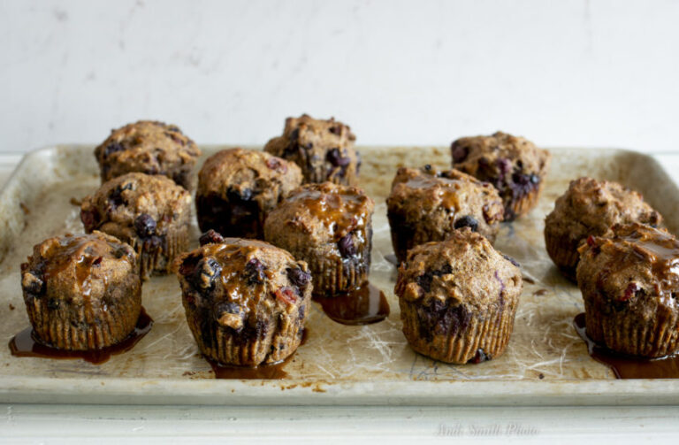 Gluten-Free Berry Walnut Muffins with Orange Glaze