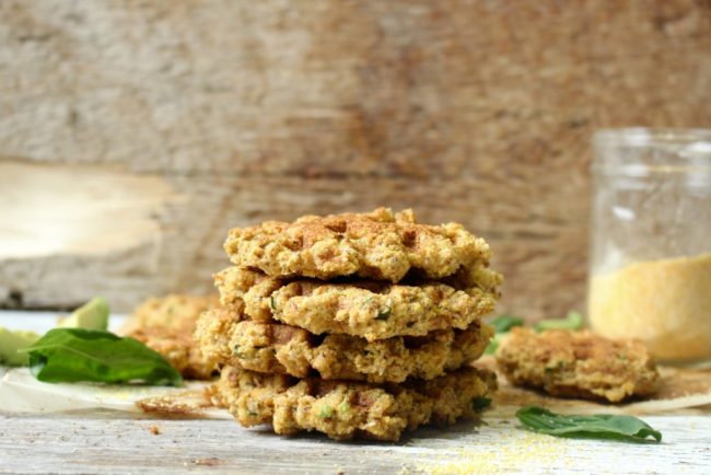 Basil Cornbread Waffle Bites