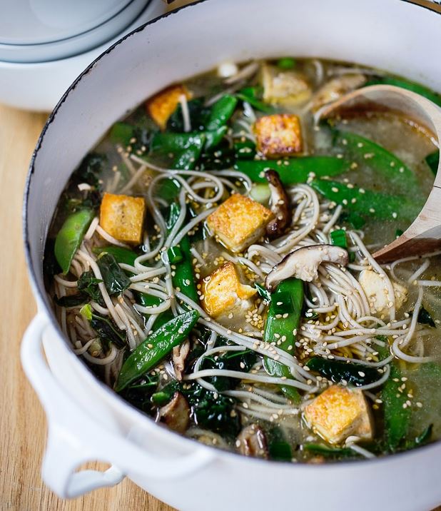 Ginger sesame soba noodle soup