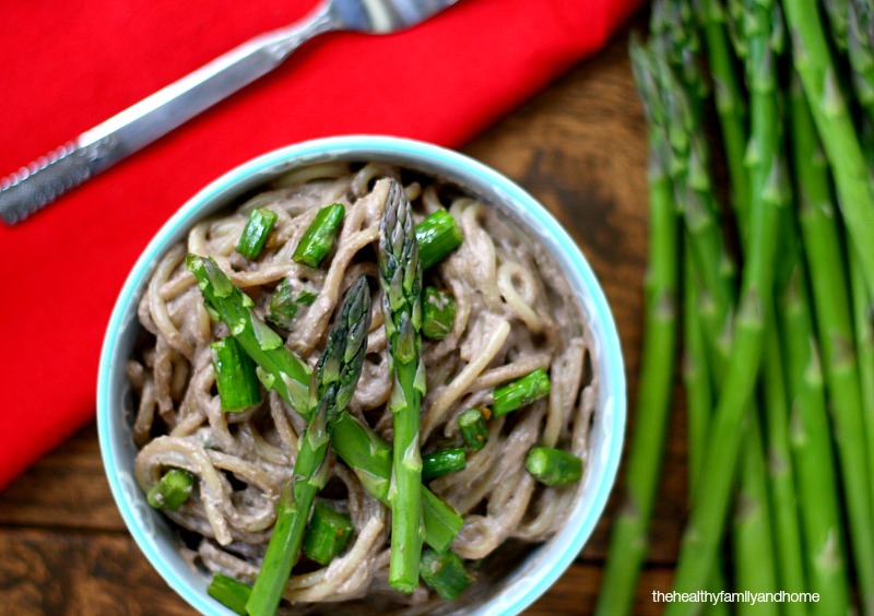Pasta with Asparagus and Creamy Mushroom Sauce - Top 25 Kid-Friendly Food Blogs